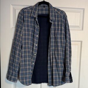 Muji Men's Navy Plaid Shirt Jacket